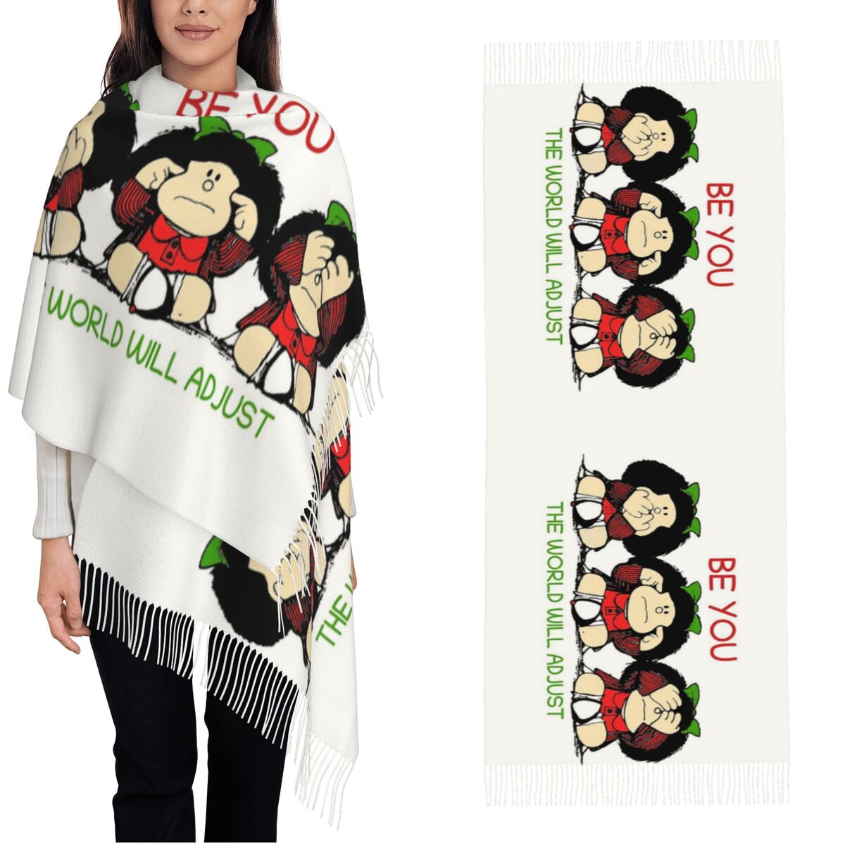 Cashmere Scarf Wrap - Женский шарф с кисточкой, тройной Ma