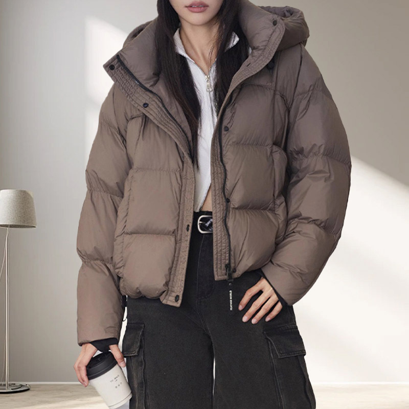 Puffer Jacket Women Down - Женская короткая белая куртка на утином