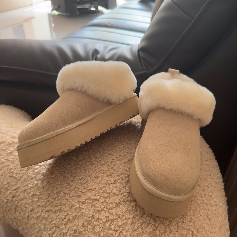 Snow Boot Fur Lined - Женские мини-зимние ботинки на платформе, однотонная