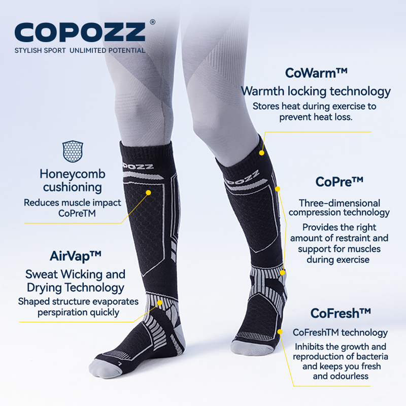 COPOZZ новые зимние лыжные нос – обзор и цена Thermal Sock Merino